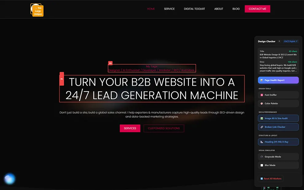 free visual seo audit tool chcz design checker